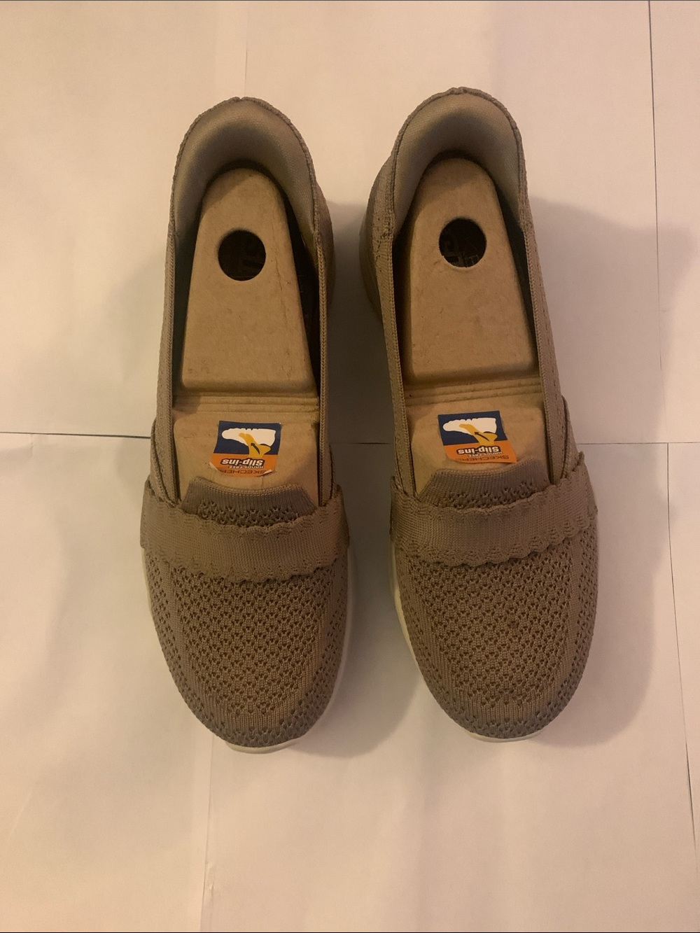 Skechers Slip-On Knit Loafers in Taupe